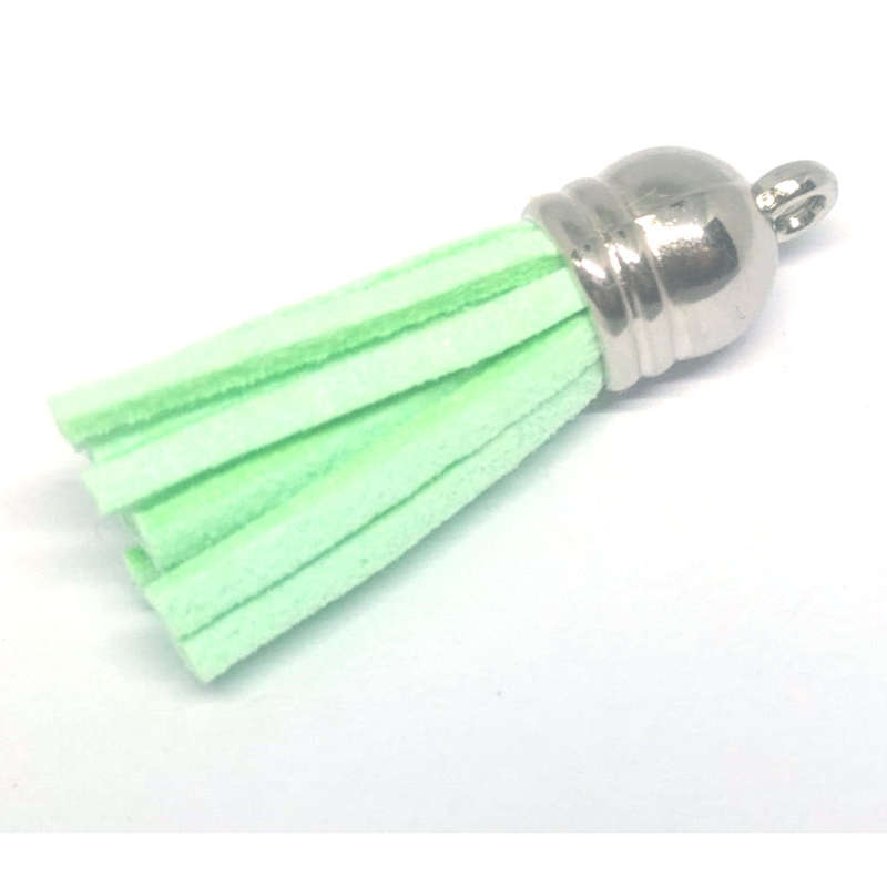 10pcs Tassel mint green with Silver cap