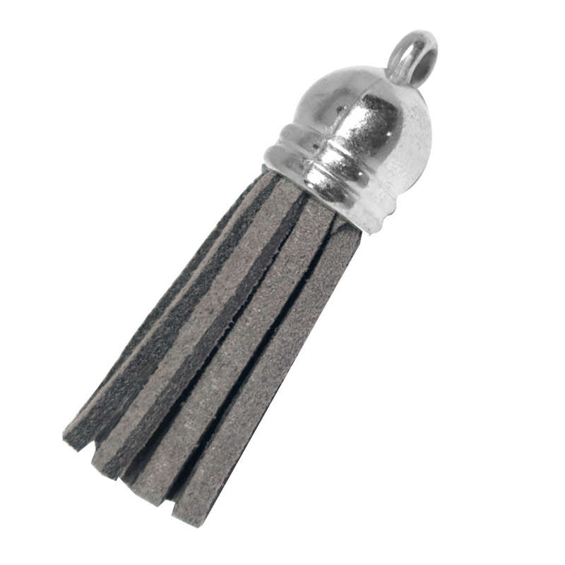 10pcs Tassel Grey with Silver cap