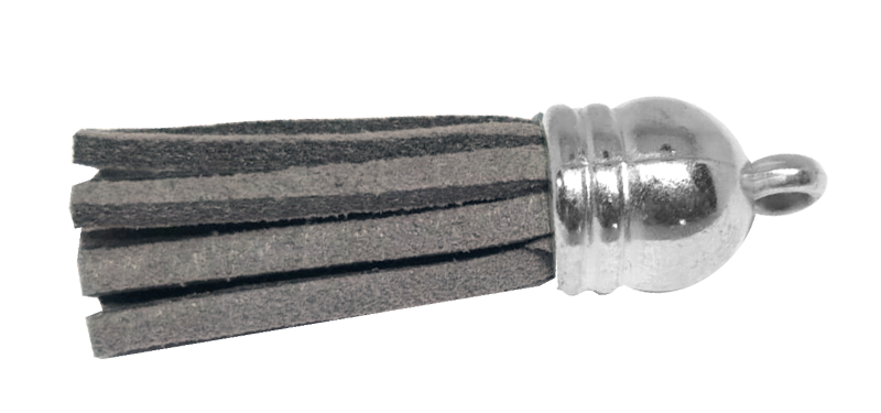 10pcs Tassel Grey with Silver cap