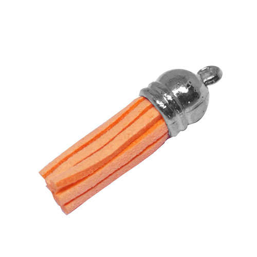 10pcs Tassel Orange with Silver cap