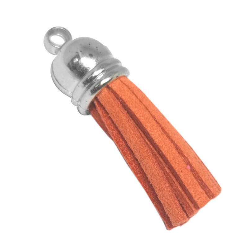 10pcs Tassel Dark / Burnt Orange with Silver cap