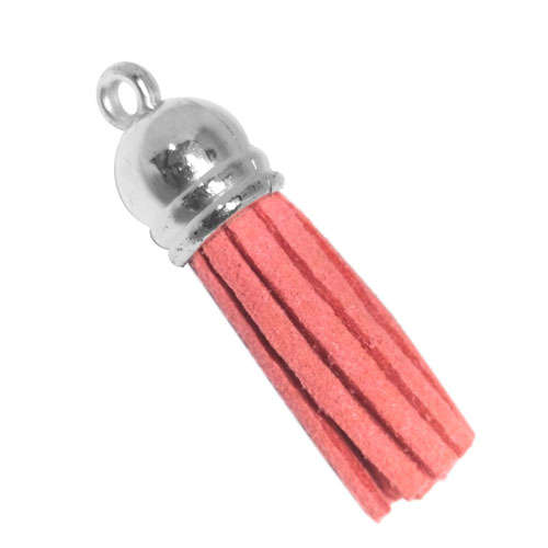 10pcs Tassel Strawberry Pink with Silver cap