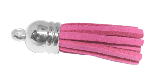 10pcs Tassel Cerise pink, bright pink with silver cap