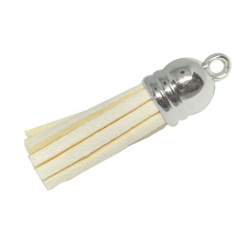 10pcs Tassel Cream with Silver cap