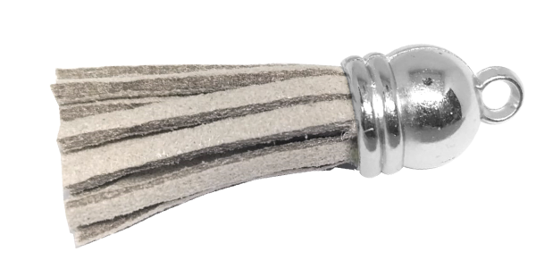 10pcs Tassel Light Grey with Silver cap