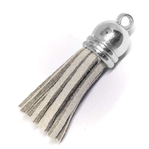 10pcs Tassel Light Grey with Silver cap