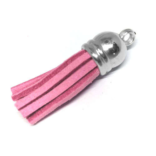10pcs Tassel Rose Pink with Silver cap