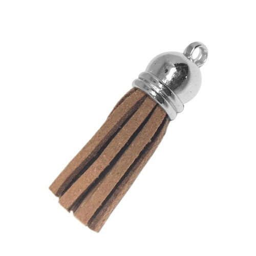 10pcs Tassel Brown with Silver cap