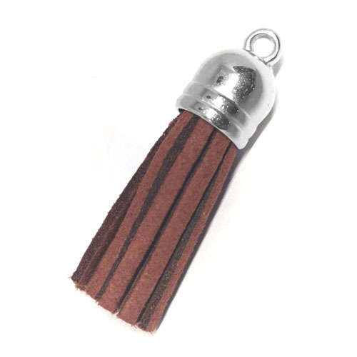 10pcs Tassel Chocolate Brown with Silver cap
