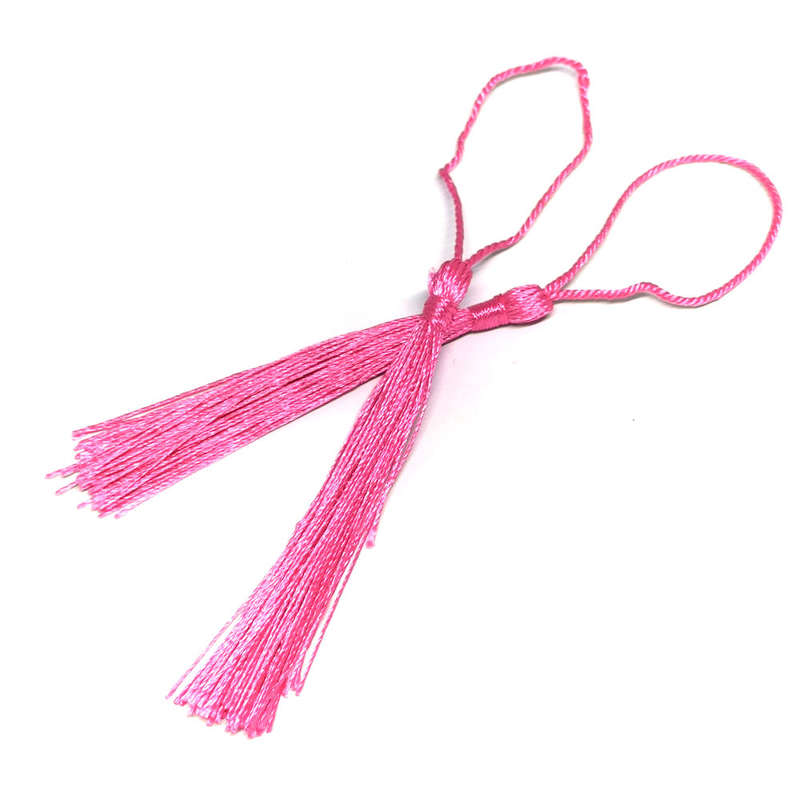 100pcs Cerise Pink Tassel, Thread 80mm with loop