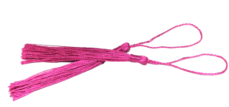 100pcs Raspberry Pink Tassel, Thread 80mm with loop