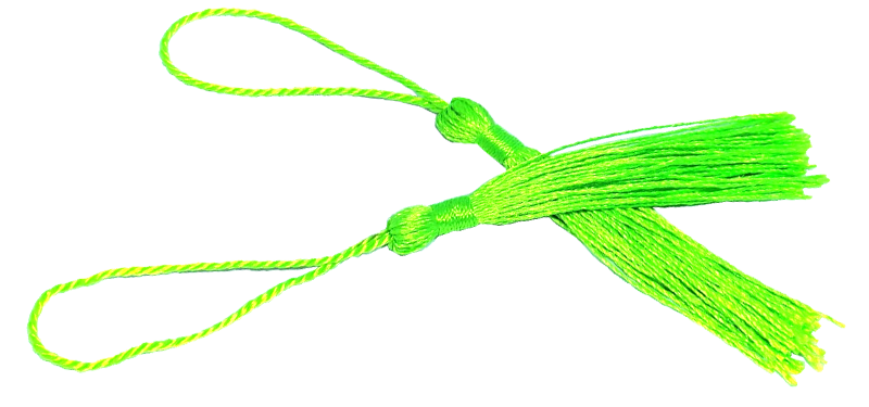 100pcs Lime Tassel, Thread 80mm with loop