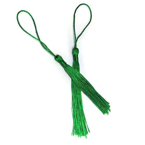 100pcs Green Tassel, Thread 80mm with loop