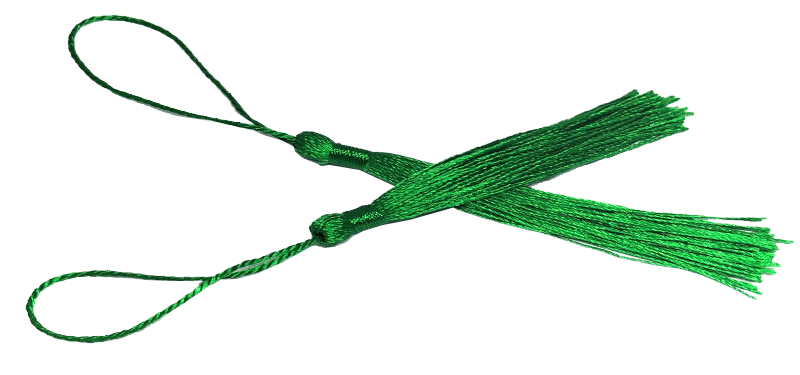 100pcs Green Tassel, Thread 80mm with loop