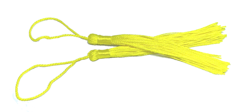 100pcs Yellow Tassel, Thread 80mm with loop