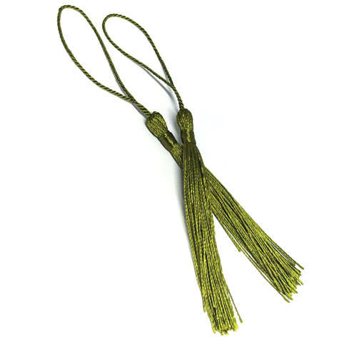 100pcs Olive Green Tassel - Thread 80mm with Loop