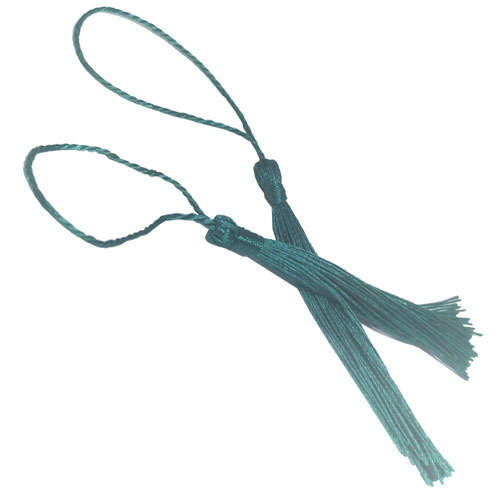 100pcs Deep Teal Tassel, Thread 80mm with loop