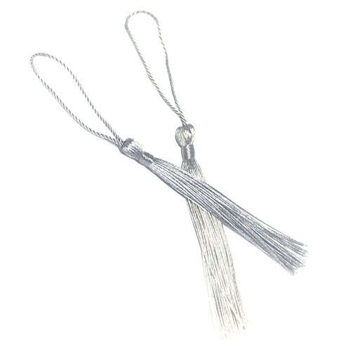 100pcs Silver Tassel, Thread 80mm with loop