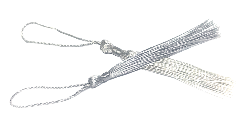 100pcs Silver Tassel, Thread 80mm with loop