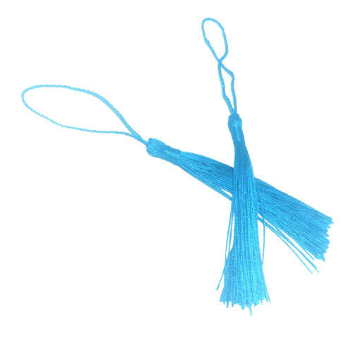 100pcs Cyan Tassel, Thread 80mm with loop