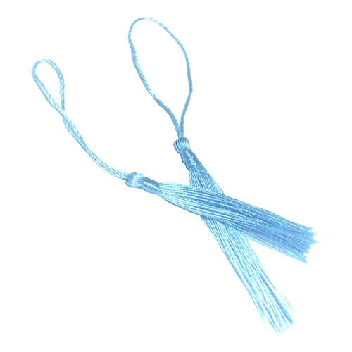 100pcs Baby Blue Tassel, Thread 80mm with loop
