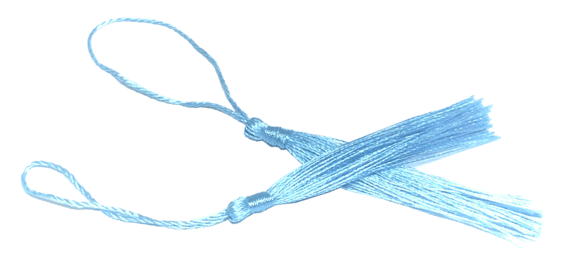 100pcs Baby Blue Tassel, Thread 80mm with loop