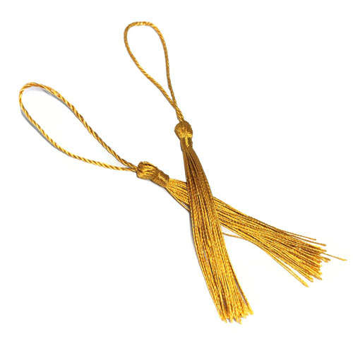 100pcs Gold Tassel, Thread 80mm with loop