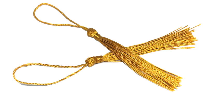 100pcs Gold Tassel, Thread 80mm with loop