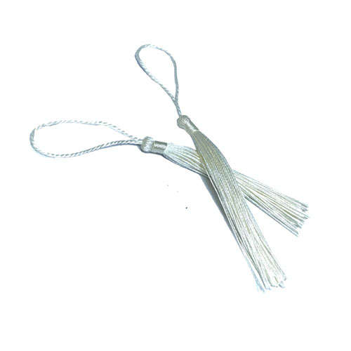 100pcs Cream Tassel, Thread 80mm with loop