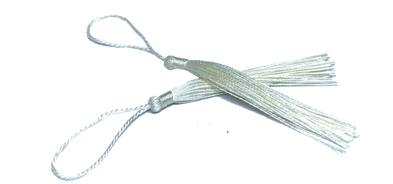 100pcs Cream Tassel, Thread 80mm with loop
