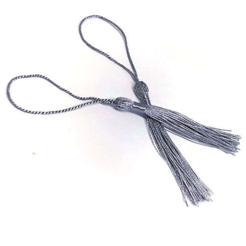 100pcs Tassel, Thread 80mm with loop, Gray