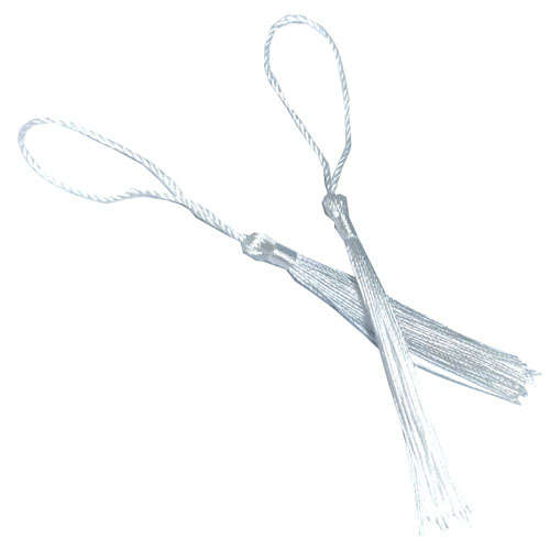100pcs White Tassel, Thread 80mm with loop