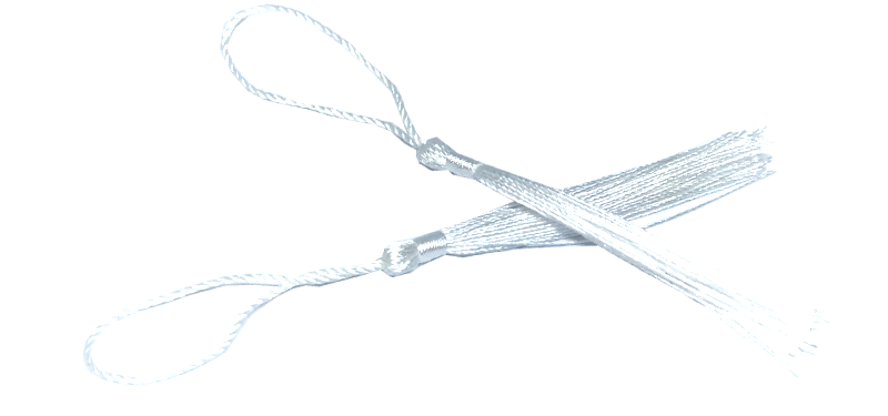 100pcs White Tassel, Thread 80mm with loop