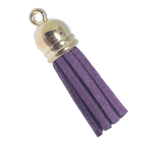 10pcs Tassel Dark Purple with Gold Cap