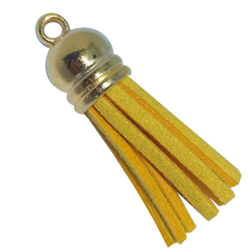 10pcs Tassel Mustard Yellow with Golden cap