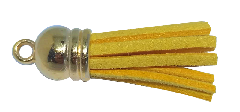 10pcs Tassel Mustard Yellow with Golden cap