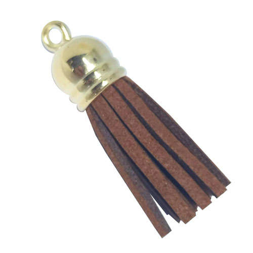 10pcs Tassel Brown with Golden cap