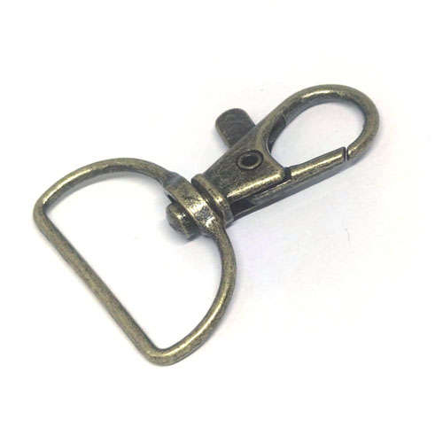 10pcs Lobster hook with 25mm D ring, Antique Brass