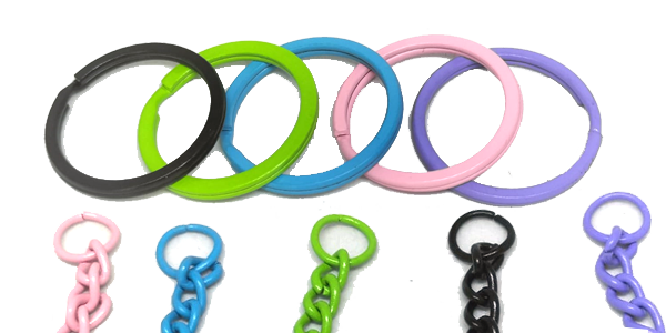 Mixed pack of Colour 25mm Flat Split Rings, Chains and Jump rings