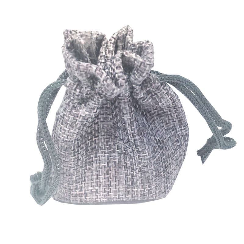50ea Hessian drawstring bag, 100x140mm, Silver Grey