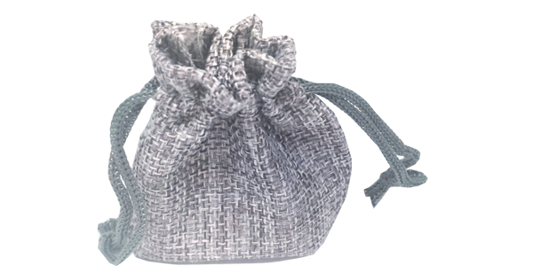 50ea Hessian drawstring bag, 100x140mm, Silver Grey