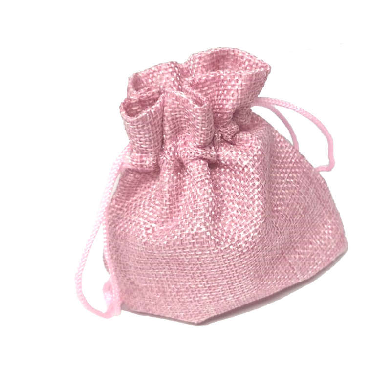 Hessian drawstring bag, 100x140mm, Pink