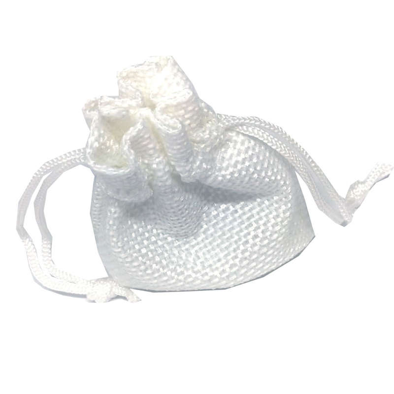 Hessian drawstring bag, Small, 70x90mm, White