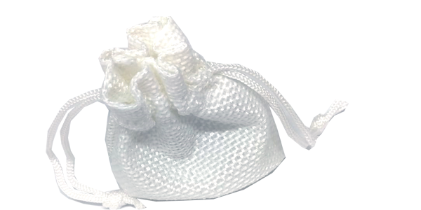 Hessian drawstring bag, Small, 70x90mm, White
