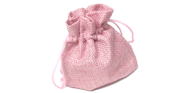 Hessian drawstring bag, Small, 70x90mm, Pink