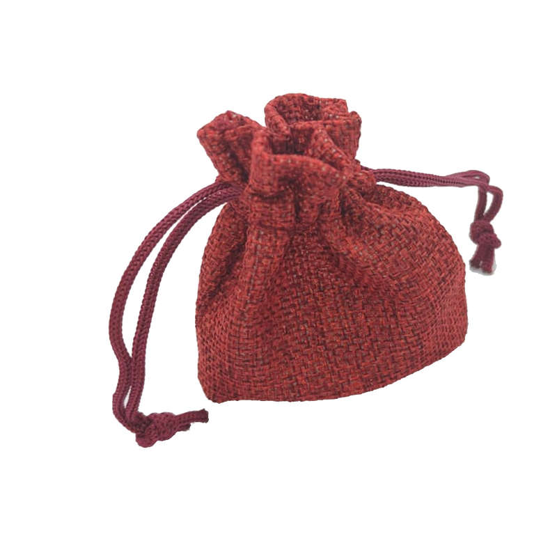 Hessian drawstring bag, 100x140mm, Wine Red
