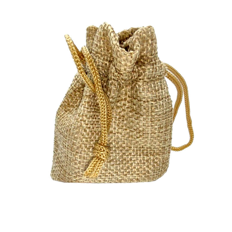 Hessian drawstring bag, 100x140mm, Rice Grey