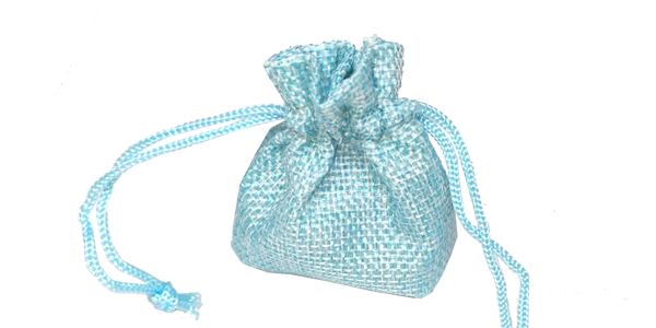 50ea Hessian drawstring bag, 100x140mm, Lake Blue