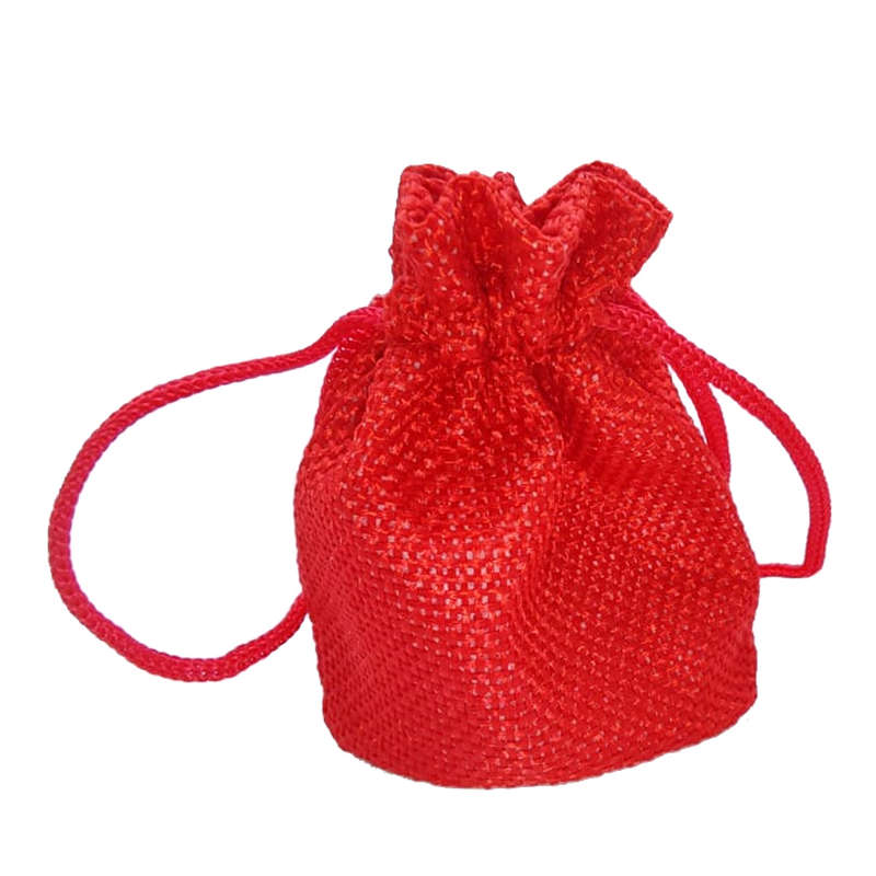 Hessian drawstring bag, Small, 70x90mm, Red