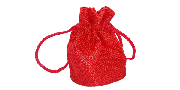 Hessian drawstring bag, Small, 70x90mm, Red